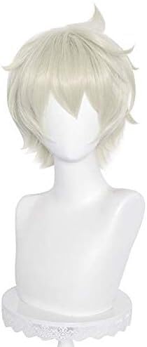 Wig Anime Cosplay Rote Pferdeschwanz-Perücke for Diluc Genshin Cosplay, lange lockige Anime-Party-Perücken + Perückenkappe (Size : Bennett) von Uearlid