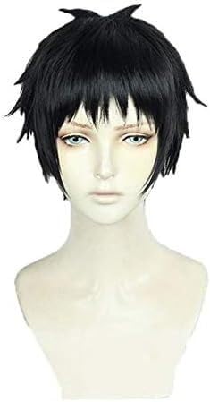 Wig Anime Cosplay Shinra Kusakabe Fire Force Perücken, kurz, schwarz, hitzebeständig, Kunsthaar, Anime-Kostüm, Cosplay-Perücke + Perückenkappe, Einheitsgröße, Shinra Kusakabe von Uearlid