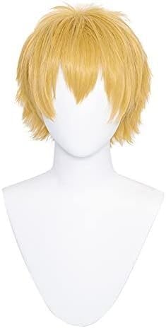 Wig Anime Cosplay Short Blonde Wig For Chainsaw Denji Cosplay Halloween Costume Anime Hair +Wig Cap von Uearlid