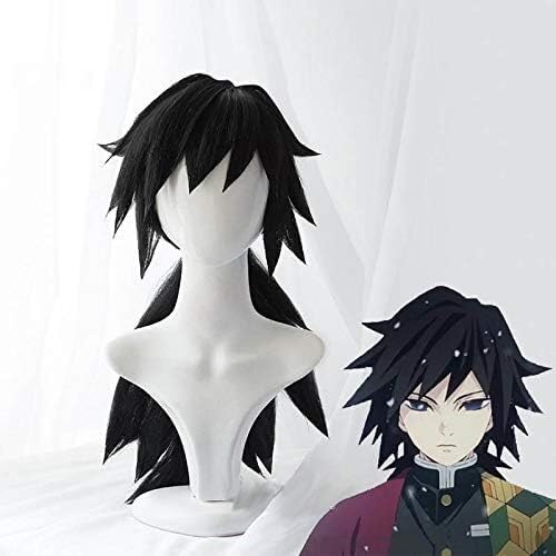 Wig Anime Cosplay Tomioka Giyuu Halloween Anime kurze, großhaarige Kunsthaar-Perücken + Mütze von Uearlid