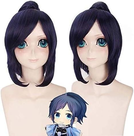 Wig Anime Cosplay Yamatonokami Yasusada Cosplay Perücke mit Chip Pferdeschwanz Anime Touken Ranbu Online Party Perücken Haar + Perückenkappe von Uearlid