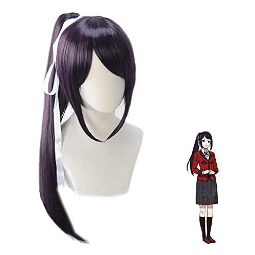 ydound Anime Coser pruik Cosnble Sayaka Igarashi Perücke Anime Kakegurui Zwangsspieler Spieler Cosplay Kostüm lange schwarze Haare mit Keychain Anhänger von Uearlid