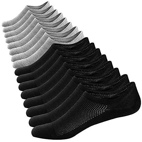 Herren Sneaker Socken Atmungsaktiv Unsichtbar Socken Kurzsocken Baumwoll Knöchelsocken Low Cut Sportsocken (Style B-4 * Schwarz + 4 * Grau,44-48) von Ueither
