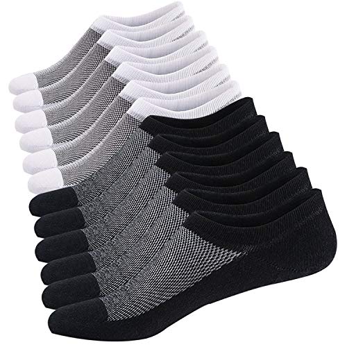 Herren Sneaker Socken Atmungsaktiv Unsichtbar Socken Kurzsocken Baumwoll Knöchelsocken Low Cut Sportsocken (Schwarz/Weiß (3 Paar Jeder),44-48) von Ueither