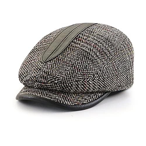 Ueihter Herren Tweed Schiebermütze Newsboy Cap Gatsby Ivy Golf Jagd Mütze 56-58 cm (Dunkelgrau) von Ueither