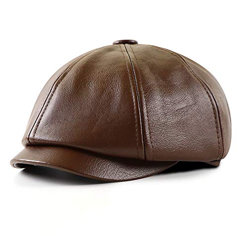 Ueither Barett Cap Herren Schiebermütze Gatsby 8 teilig Newsboy Flat Cap PU Leder von Ueither