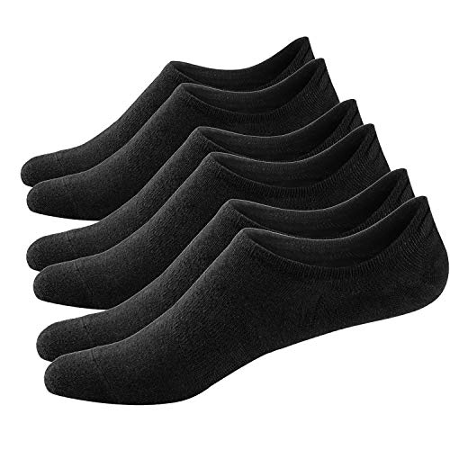 Ueither Damen Unsichtbare Sneaker Socken Baumwoll Kurzsocken Sport Socken für Loafers Boots Schuhe mit Rutschfest Silikon 36-43 (3 Paare Schwarz) von Ueither
