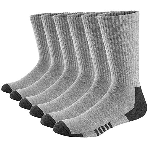 Ueither Herren Damen Atmungsaktive Sportsocken Premium Baumwolle Cushion-Crew Socken 6er Pack (Grau (6 Paar), 44-48) von Ueither