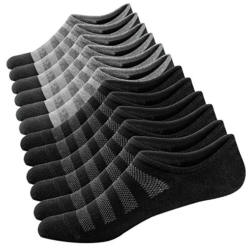 Ueither Sneaker Socken für Herren Atmungsaktiv Knöchel Socken Unsichtbar kurze Socken Baumwolle laufen Sport Socken - No Show (Schwarz/Grau (3 Paar Jeder),38-44) von Ueither