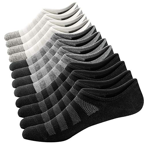 Ueither Sneaker Socken für Herren Atmungsaktiv Knöchel Socken Unsichtbar kurze Socken Baumwolle laufen Sport Socken - No Show (Schwarz/Weiß/Grau (2 Paar Jeder),44-48) von Ueither