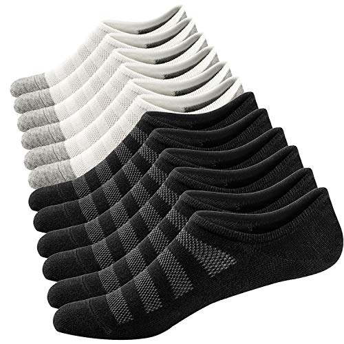 Ueither Sneaker Socken für Herren Atmungsaktiv Knöchel Socken Unsichtbar kurze Socken Baumwolle laufen Sport Socken - No Show (Schwarz/Weiß (3 Paar Jeder),44-48) von Ueither