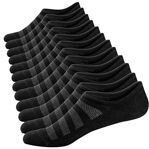 Ueither Sneaker Socken für Herren Atmungsaktiv Knöchel Socken Unsichtbar kurze Socken Baumwolle laufen Sport Socken - No Show (Schwarz (6 Paar),38-44) von Ueither