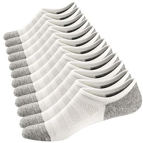 Ueither Sneaker Socken für Herren Atmungsaktiv Knöchel Socken Unsichtbar kurze Socken Baumwolle laufen Sport Socken - No Show (Weiß (6 Paar),44-48) von Ueither