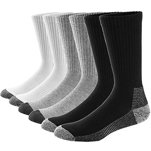 Ueither Unisex Baumwolle Sportsocken Cushion Crew Socken für Damen und Herren 6er Pack (38-44, Schwarz/Weiß/Grau (2 Paar Jeder)) von Ueither