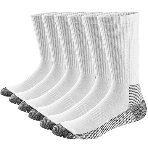 Ueither Unisex Baumwolle Sportsocken Cushion Crew Socken für Damen und Herren 6er Pack (44-48, Weiß (6 Paar)) von Ueither