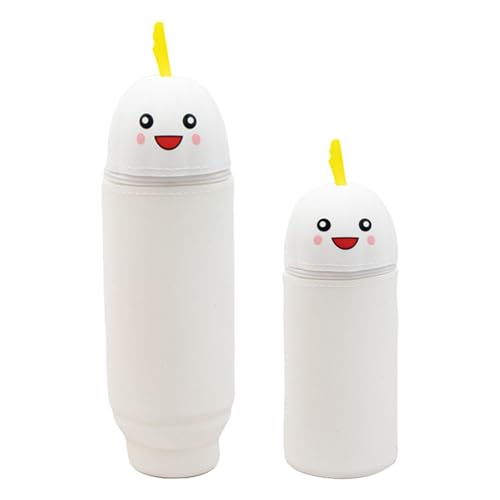 Ueiwffzo 1 Stück Federmäppchen aus Silikon, 2-in-1 Federmäppchen, Cartoon Tier Federmappe, Niedliche Federmäppchen Pencil Case für Studenten, Jugendliche, Erwachsene (Schalotte) von Ueiwffzo