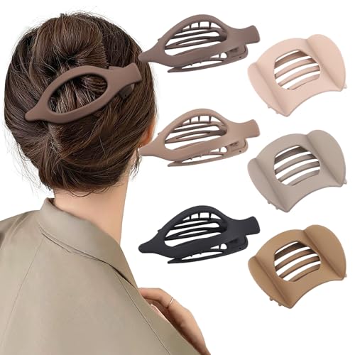 Ufgin Flache Haarklammern-Set – 6 Stück, mattes Finish, französische Haarspangen für Damen (schwarz) von Ufgin