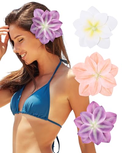 Ufgin Hawaiianische Blumen-Haarspangen für Damen, Lotus-Haarnadeln, künstliche Hibiskusblüten, Haarspangen für Strandparty, Violett + Weiß + Orange, 3 Stück Ufgin Hawaiianische Blumen-Haarspangen für Damen, Lotus-Haarnadeln, künstliche Hibiskusblüten, Haarspangen für Strandparty, Violett + Weiß + Orange, 3 Stück von Ufgin