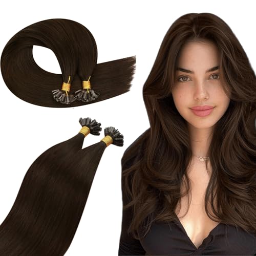 Ugeat Bondings Extensions Echthaar Dunkelbraun 50cm Weich U Tip Extensions Echthaar Bondings Dunkelstes Braun Haar Echte Keratin 50g für Frauen 50 Strähnen #2 von Ugeat