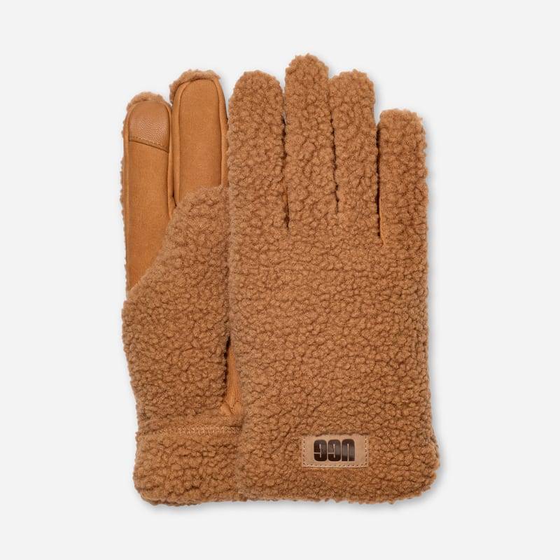 Handschuhe aus UGG®fluff für Herren in Brown, Größe M, Fleece von Ugg