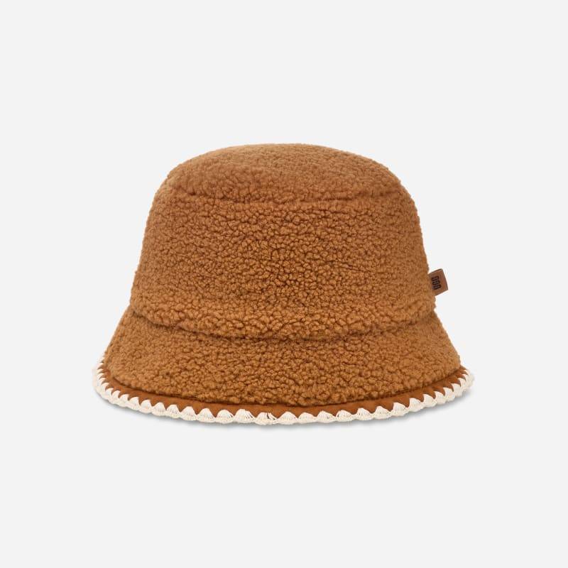 Hut aus UGG®fluff mit Muschelrand für Damen in Brown, Größe S/M, Fleece von Ugg