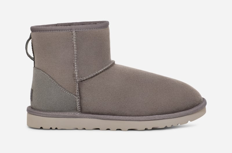 UGG® Classic Mini Stiefel für Herren in Grey, Größe 40, Leder/Schaffell/Veloursleder/Twinface von Ugg