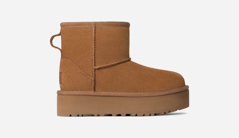 UGG® Classic Mini Plateau-Boot für Kinder in Brown, Größe 31, Veloursleder von Ugg