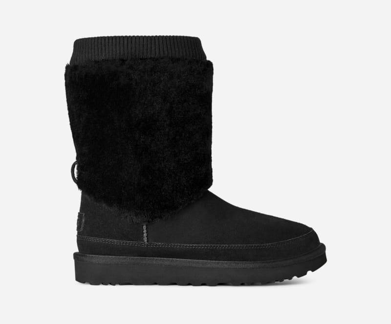 UGG® Classic Short Posy Boot für Damen in Black, Größe 39, Wildleder von Ugg