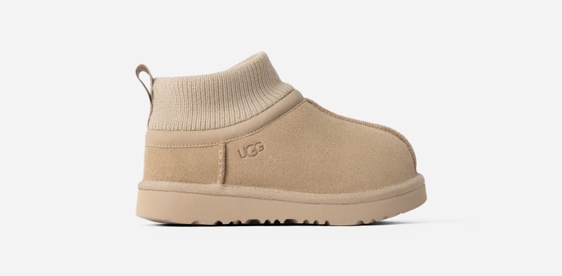 UGG® Classic Ultra Mini Stretch Cuff Boot für Kinder in Brown, Größe 27.5, Veloursleder von Ugg