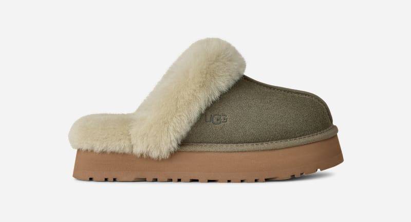 UGG® Disquette Hausschuh für Damen | UGG® EU in Green, Größe 41, Veloursleder von Ugg