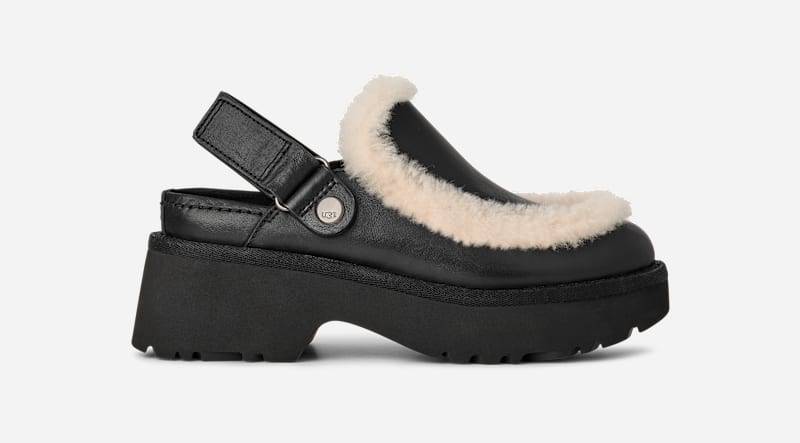 UGG® Esmee Lederclog für Damen in Black, Größe 41 von Ugg