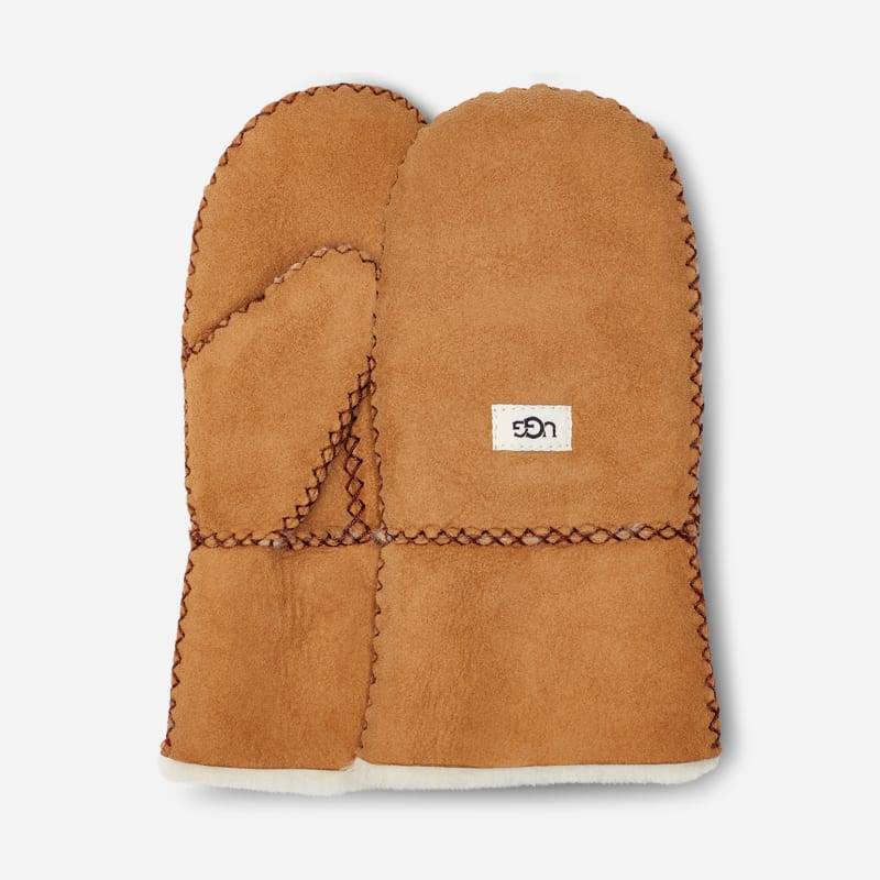 UGG® Fäustlinge aus Lammfell mit Nähten für Kinder in Brown, Größe 4/6 YRS, Schaffell von Ugg