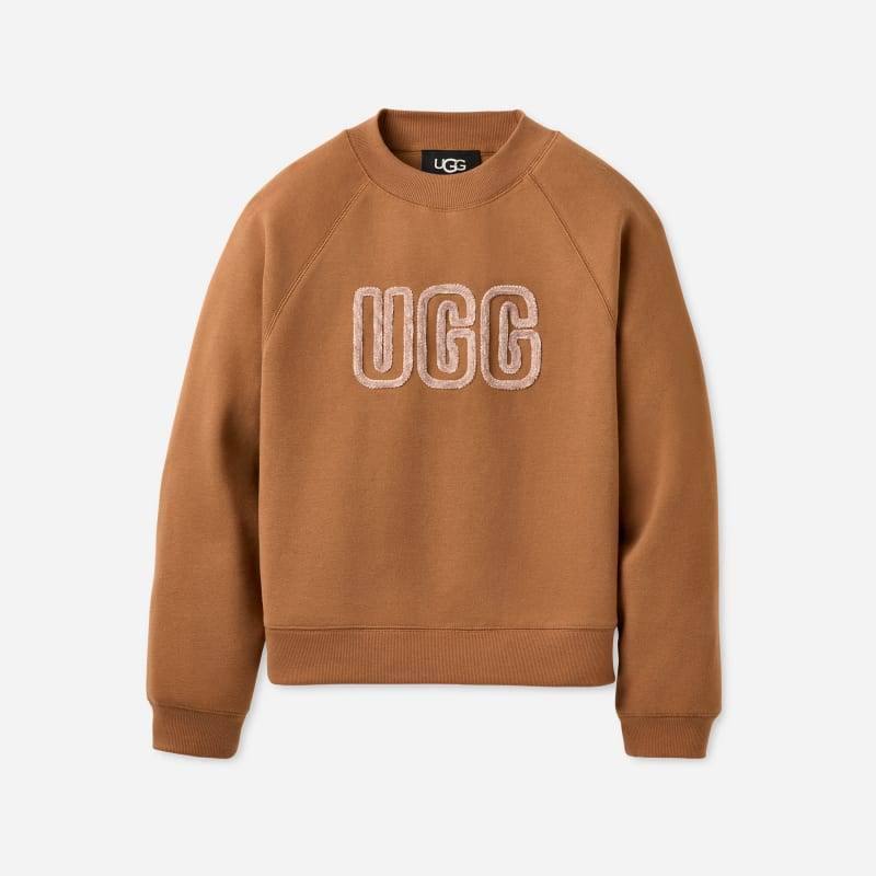 UGG® Logo Crewneck Sweater für Damen in Brown, Größe M, Baumwollmischung von Ugg