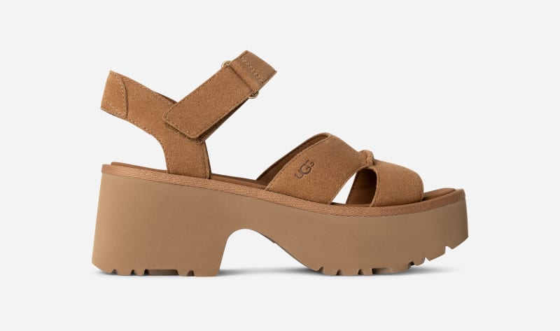 UGG® New Heights mit Knöchelriemen für Damen in Brown, Größe 41, Veloursleder von Ugg