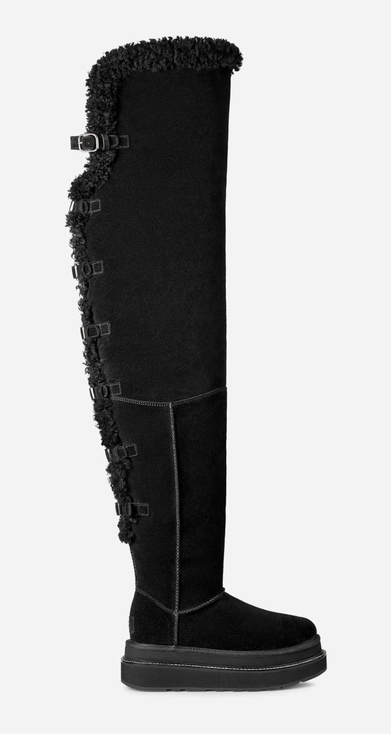 UGG® sacai Overknee-Boot für Damen in Black, Größe 37, Veloursleder von Ugg