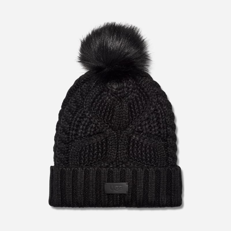 UGG® Zopfstrick-Beanie mit Bommel für Damen in Black, Größe O/S von Ugg