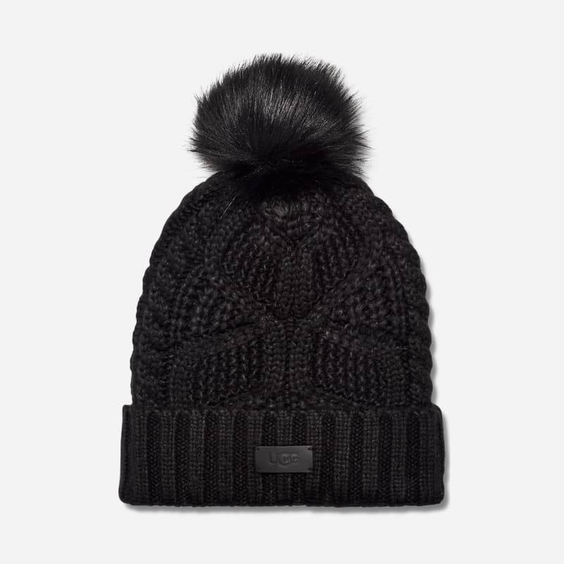 UGG® Zopfstrick-Beanie mit Bommel für Damen in Black, Größe O/S von Ugg