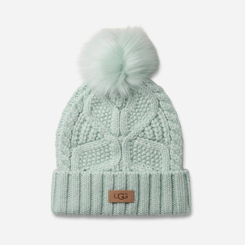 UGG® Zopfstrick-Beanie mit Bommel für Damen in Green, Größe O/S von Ugg