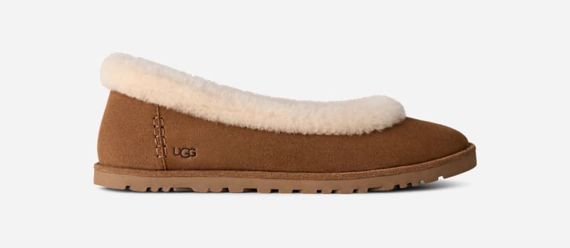 UGG® Zora Ballerina für Damen in Brown, Größe 38, Wildleder von Ugg