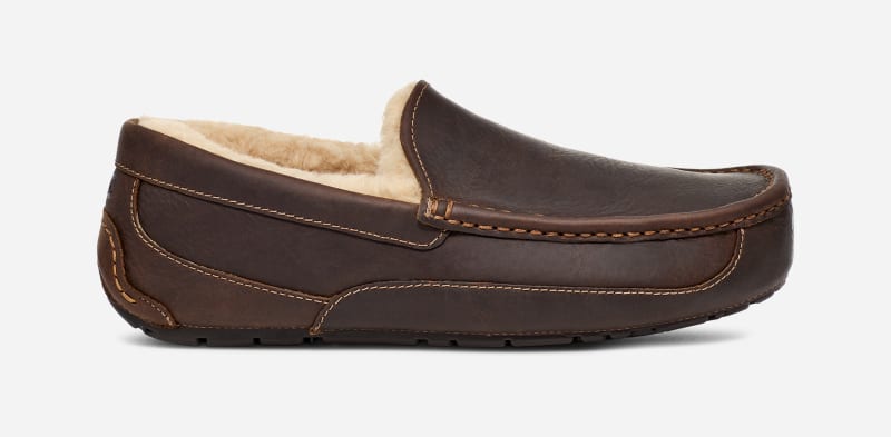 UGG® Ascot Hausschuhe für Herren in Brown, Größe 41, Leder von Ugg