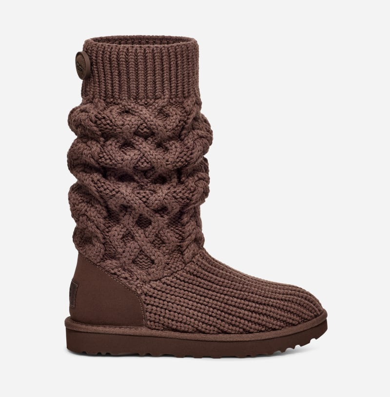 UGG® Classic Cardi Boot mit Zopfmuster für Damen in Brown, Größe 43, Leder von Ugg