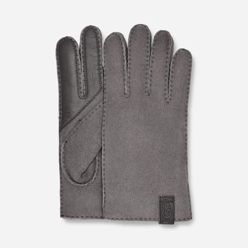 UGG® Handschuhe aus Lammfell mit Überwendlingsstichen für Herren in Grey, Größe XL, Schaffell von Ugg