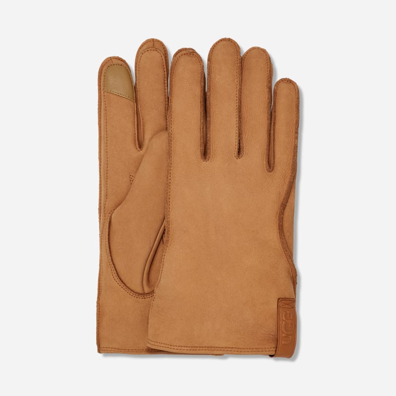 UGG® Handschuhe aus Leder mit Muschel-Logo für Herren in Brown, Größe M von Ugg