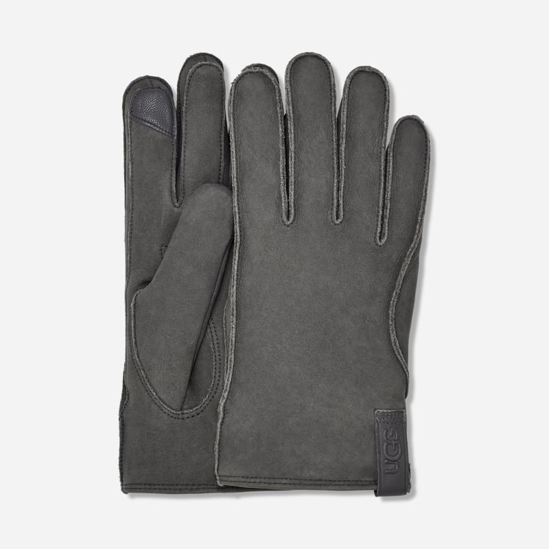 UGG® Handschuhe aus Leder mit Muschel-Logo für Herren in Grey, Größe L von Ugg