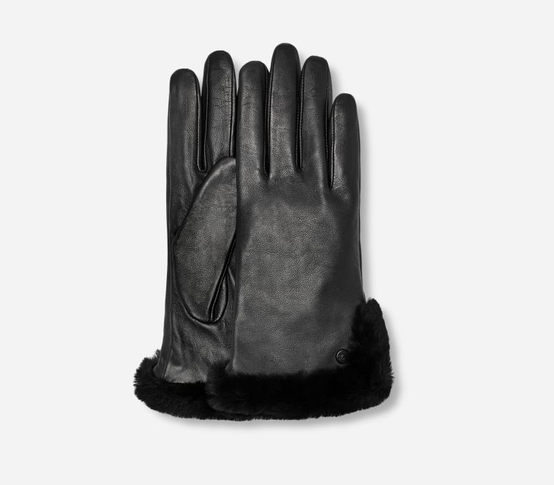 UGG® Handschuhe aus Leder und Lammfell mit Schlitz für Damen in Black, Größe S, Schaffell von Ugg