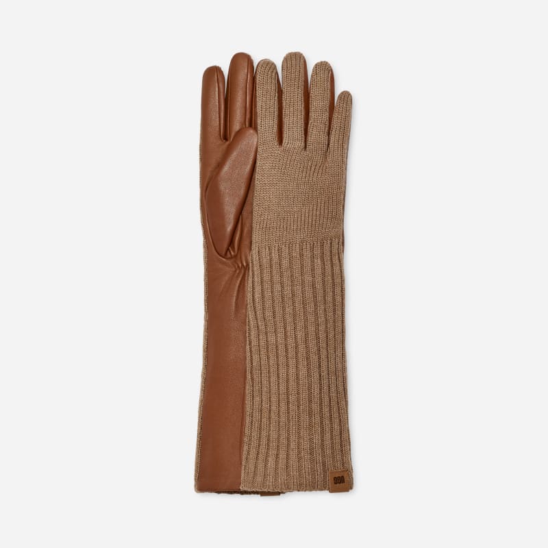 UGG® Handschuhe aus Leder und Strick für Damen in Brown, Größe L von Ugg