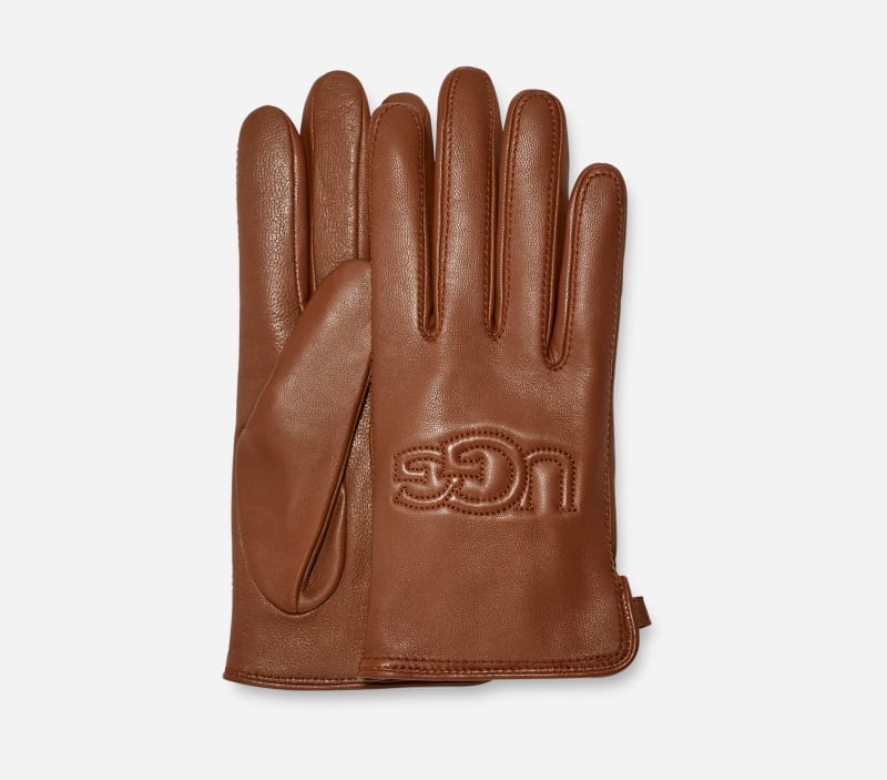 UGG® Kurze Handschuhe mit Logo für Damen in Brown, Größe S, Leder von Ugg