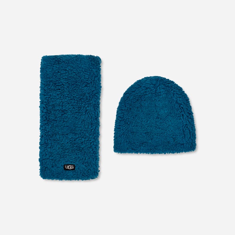 UGG® Set aus Sherpa-Beanie und Schal für Kinder in Blue Sapphire, Größe 2/4 YRS von Ugg