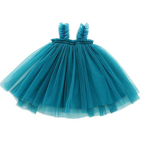 Ugitopi Baby Mädchen Kleinkind Tutu Kleid ärmellose Prinzessin Infant Tüll Kleid (B-Blue, 110) von Ugitopi