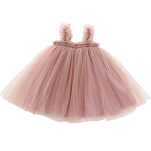 Ugitopi Baby Mädchen Kleinkind Tutu Kleid ärmellose Prinzessin Infant Tüll Kleid (B-Tan, 120) von Ugitopi